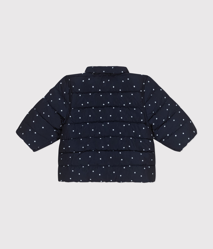 BABIES' PRINTED PUFFER JACKET WITH A RETRACTABLE HOOD