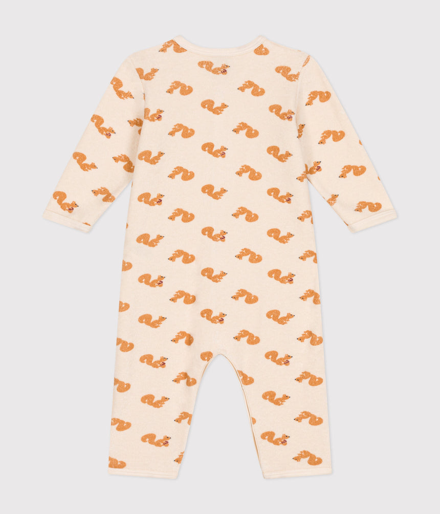 BABIES' SQUIRREL PRINT FOOTLESS PYJAMAS IN TERRY TOWELLING