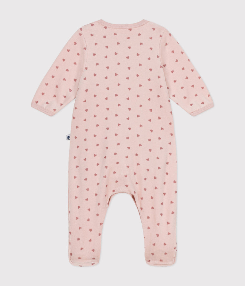 BABIES' MINI HEART PRINT VELOUR BODYJAMA
