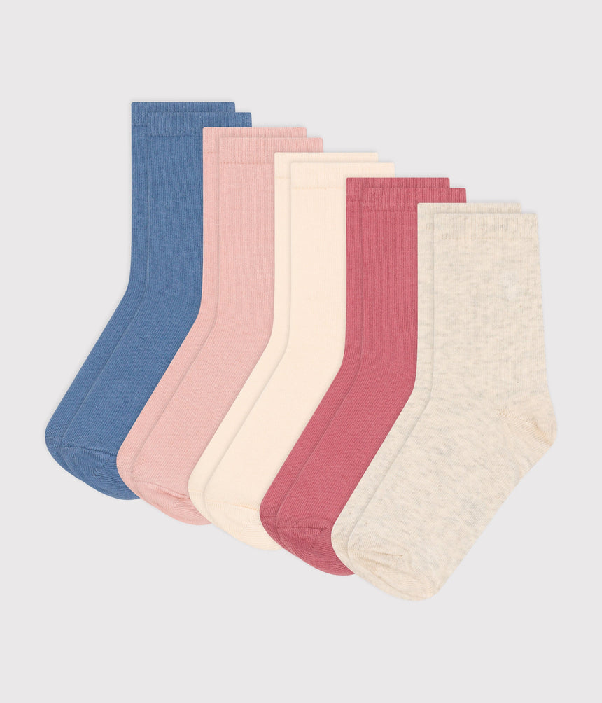 CHILDREN'S PLAIN COTTON SOCKS - 5-PACK