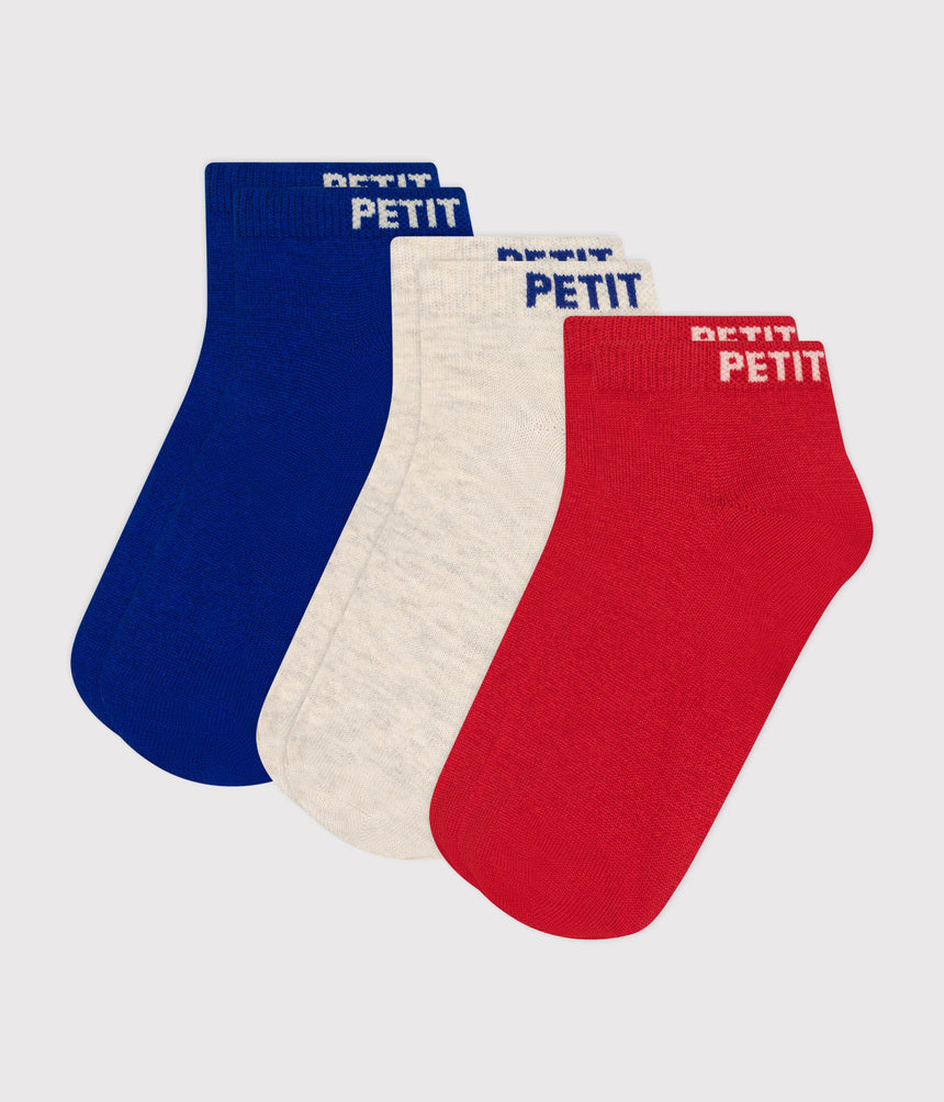 CHILDREN'S PLAIN COTTON SOCKS - 3-PACK