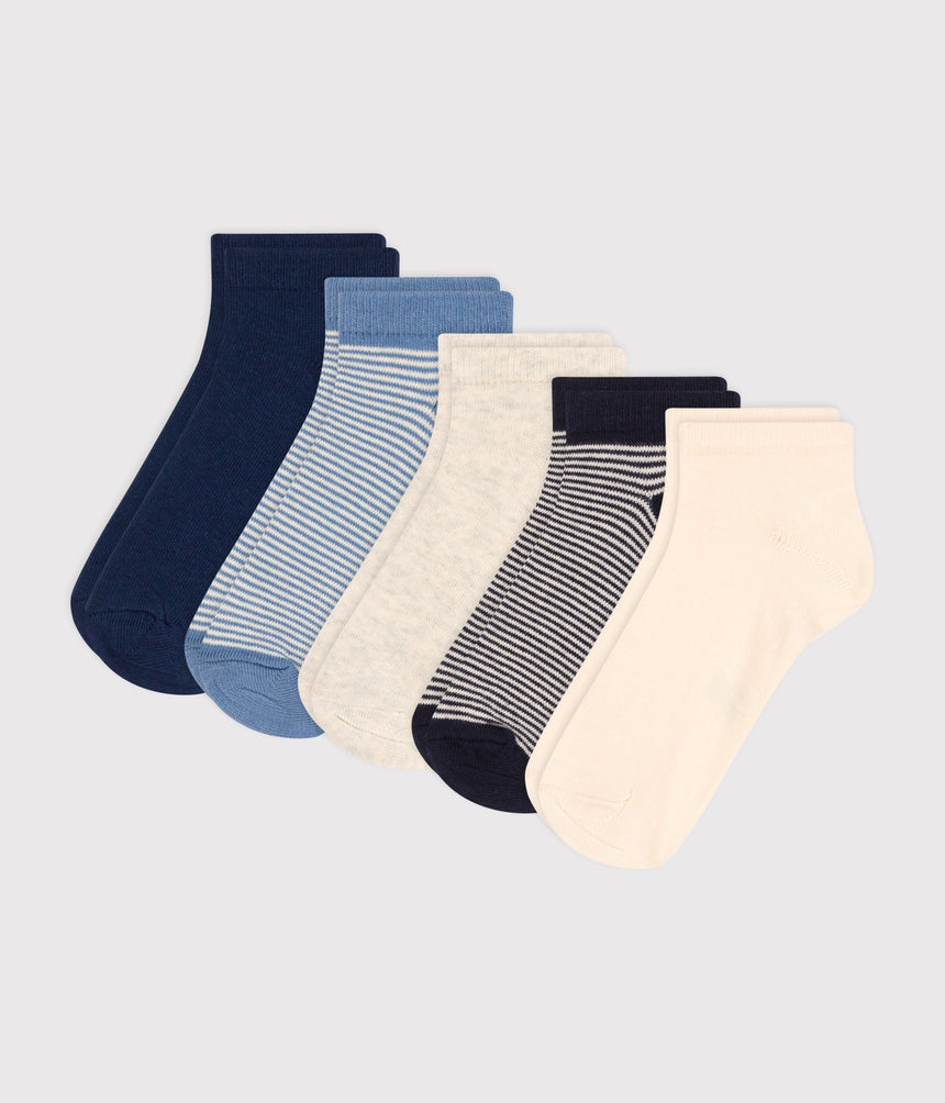 CHILDREN'S PINSTRIPED COTTON SOCKS - 5-PACK