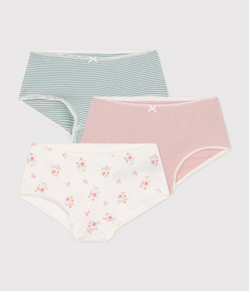 CHILDREN'S COTTON FLORAL-PATTERNED SHORTIES - 3-PACK