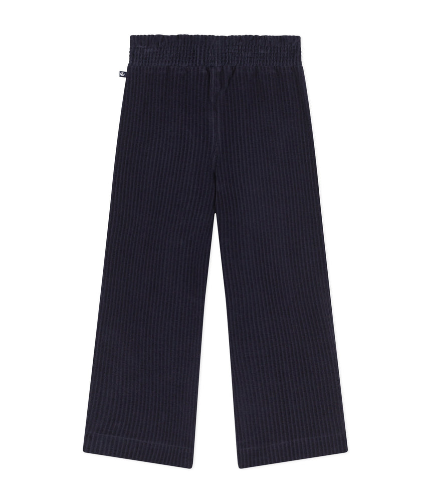 GIRLS' WIDE-LEG FINE VELOUR TROUSERS