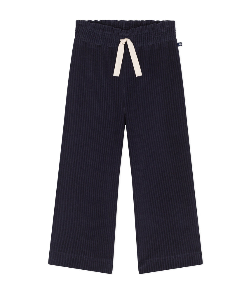 GIRLS' WIDE-LEG FINE VELOUR TROUSERS