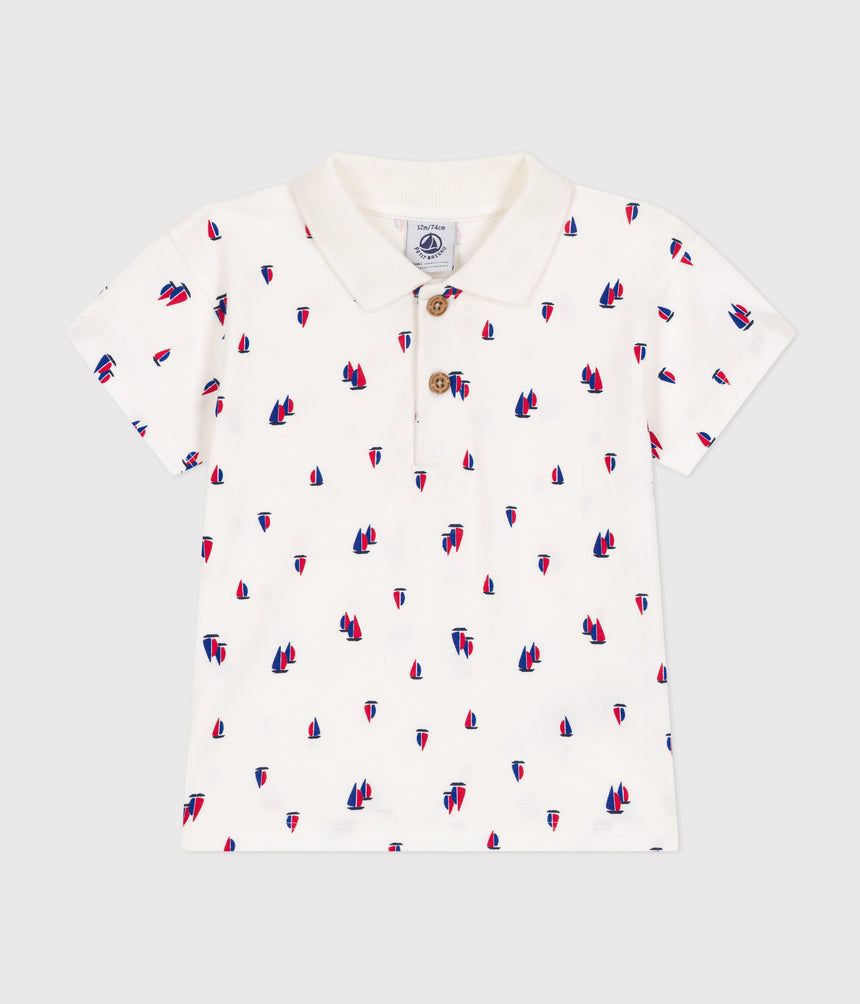 BABIES' SHORT-SLEEVED FINE JERSEY POLO SHIRT