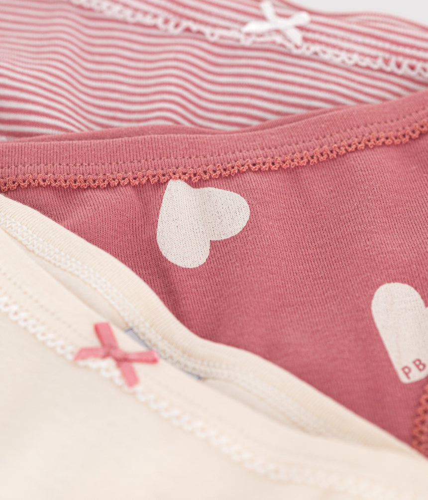 CHILDREN'S HEART-PATTERNED COTTON KNICKERS - 3-PACK