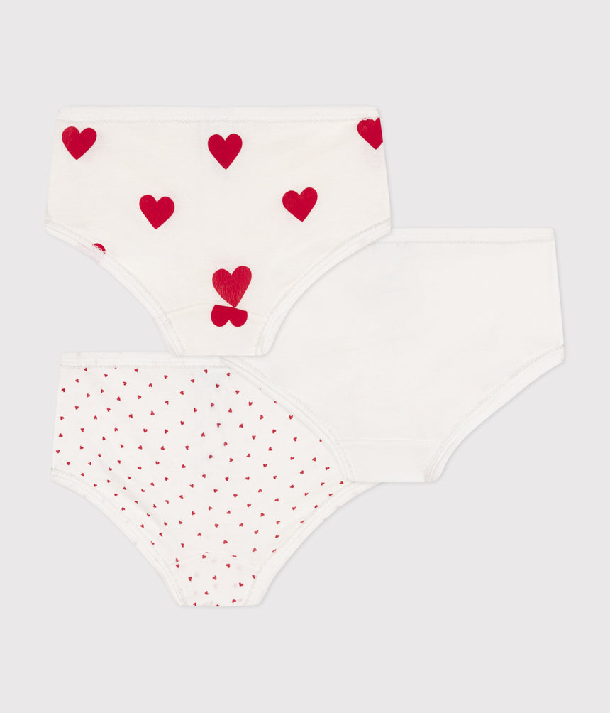 CHILDRENS HIGH-WAISTED COTTON HEART PATTERN KNICKERS -3-PACK