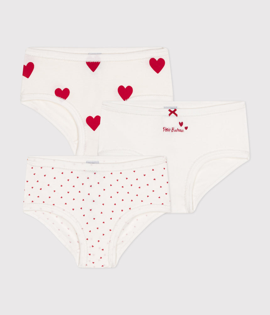 CHILDRENS HIGH-WAISTED COTTON HEART PATTERN KNICKERS -3-PACK