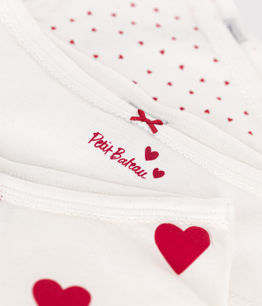 CHILDRENS HIGH-WAISTED COTTON HEART PATTERN KNICKERS -3-PACK