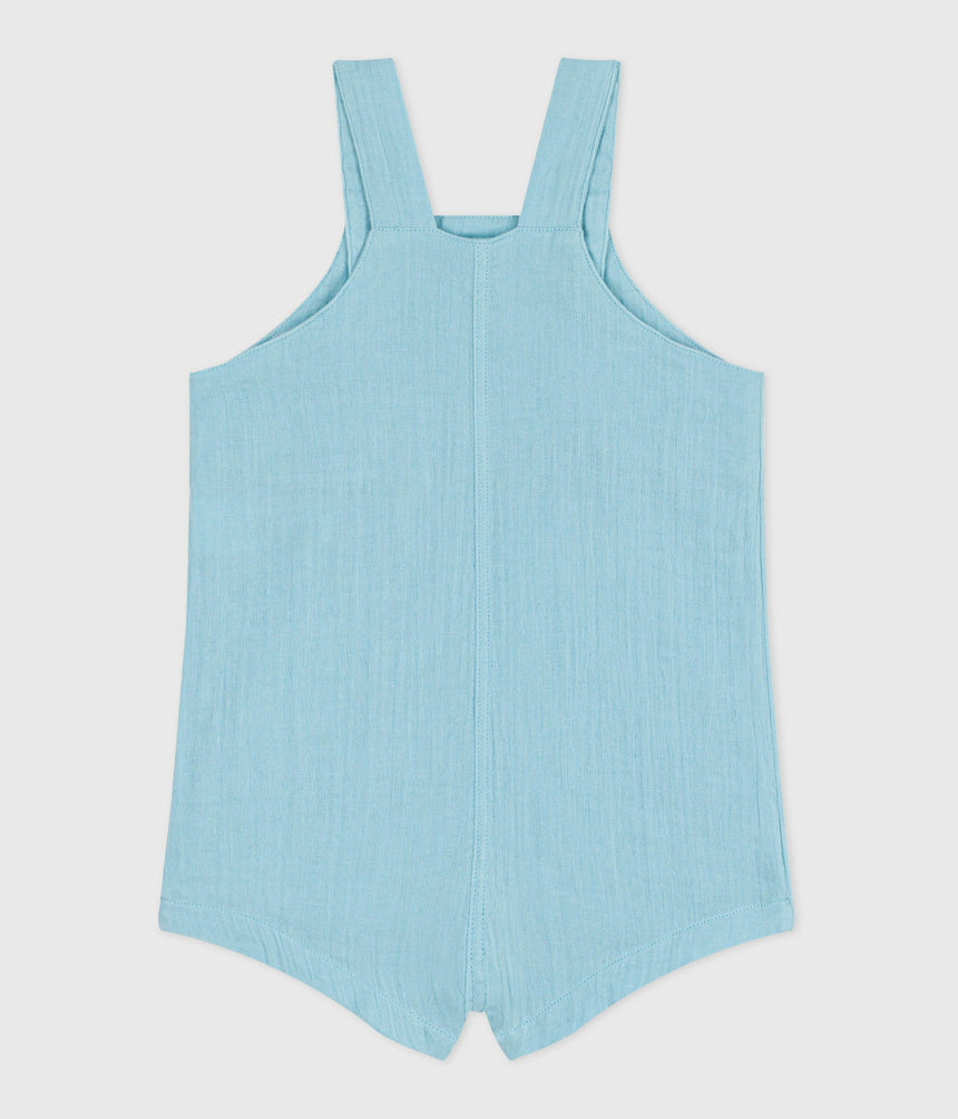 BABIES SHORT-LEGGED PLAIN COTTON GAUZE DUNGAREES