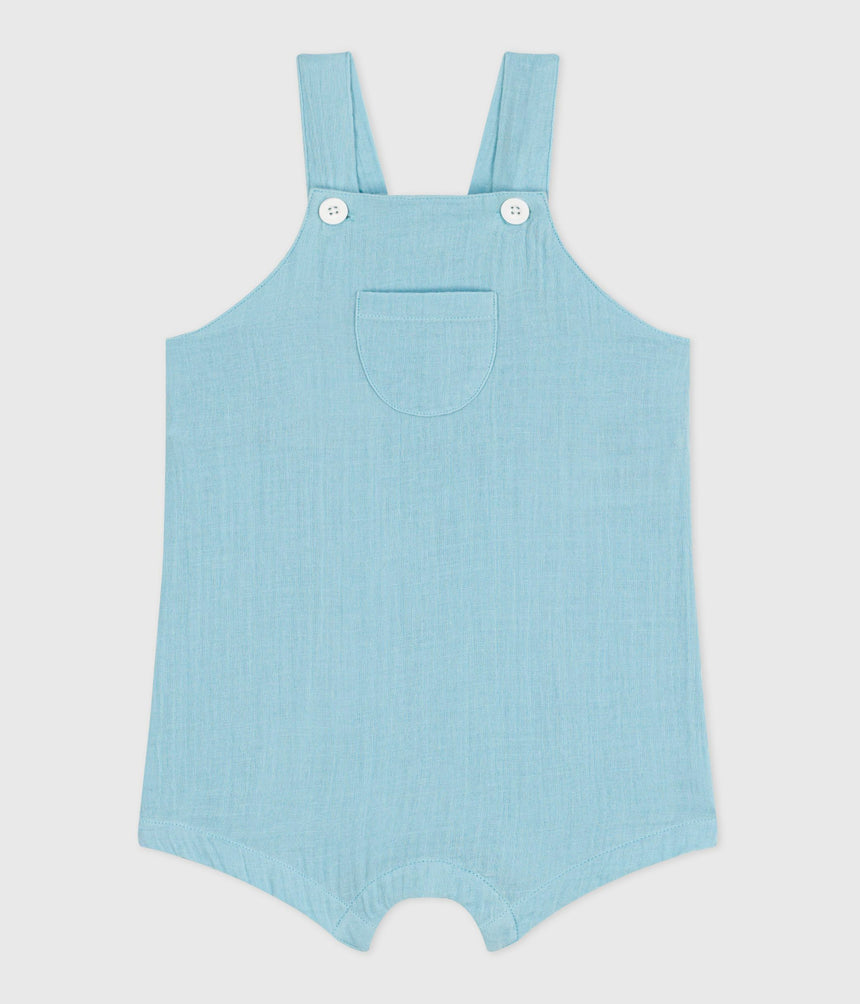 BABIES SHORT-LEGGED PLAIN COTTON GAUZE DUNGAREES