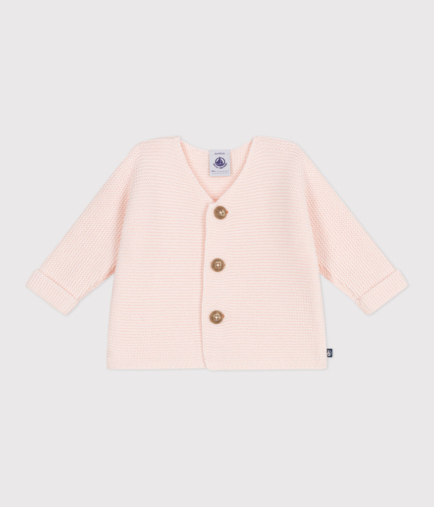 BABIES MOSS STITCH COTTON CARDIGAN