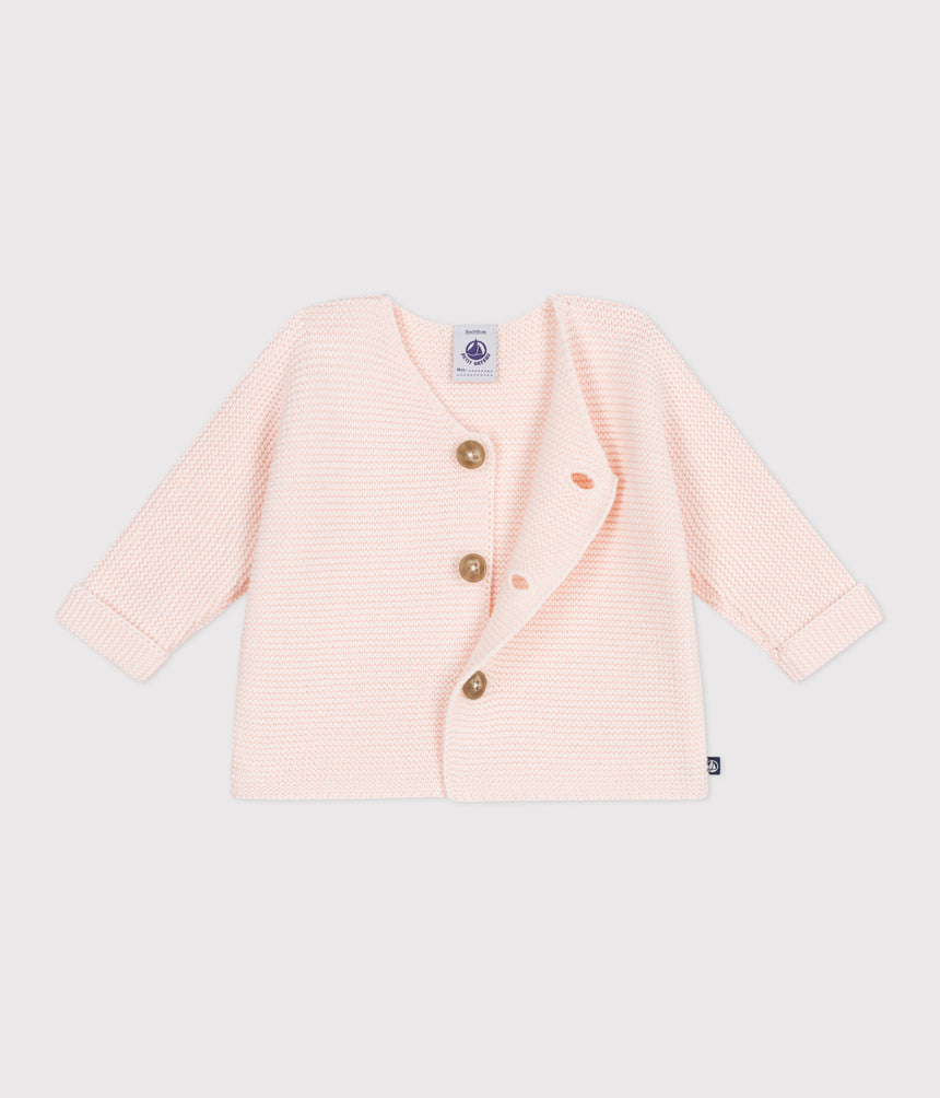BABIES MOSS STITCH COTTON CARDIGAN