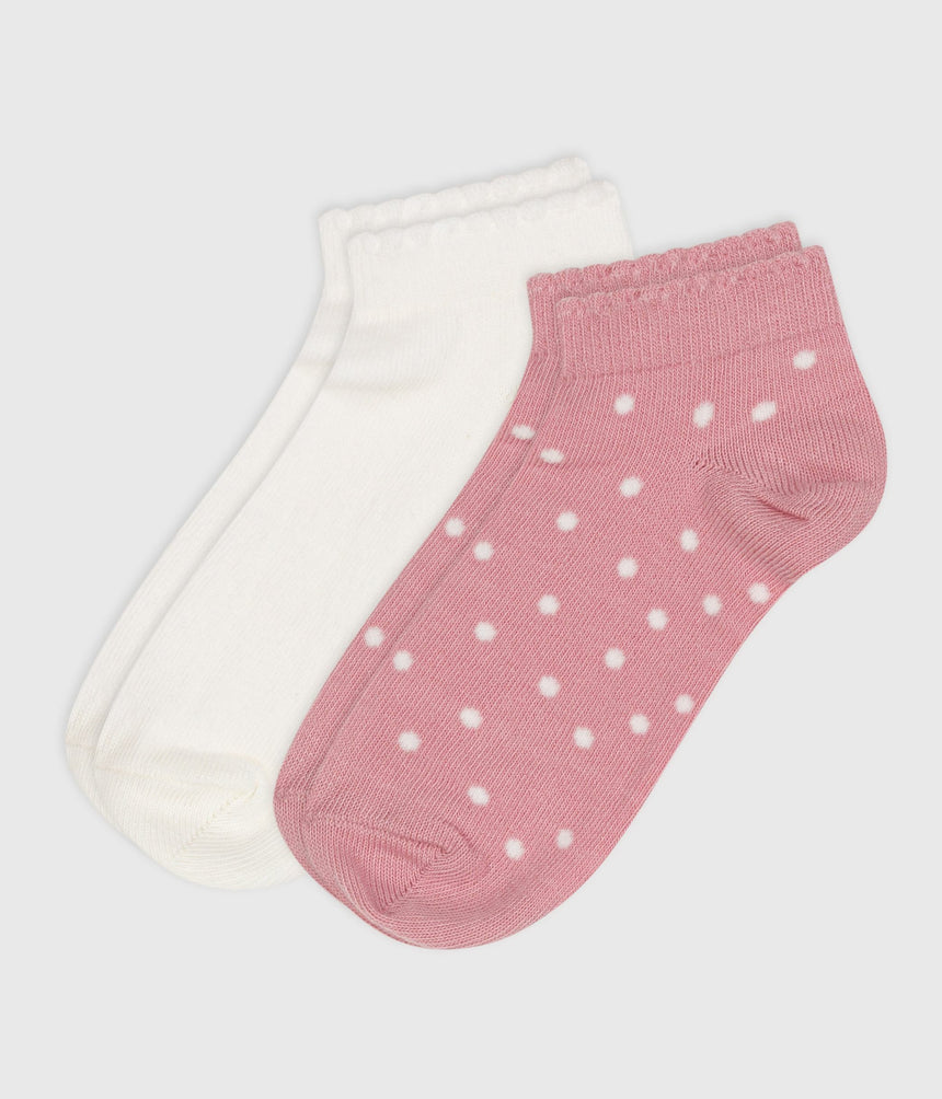 PARIS OF GIRL SPOTTY COTTON SOCKS -2-PACK