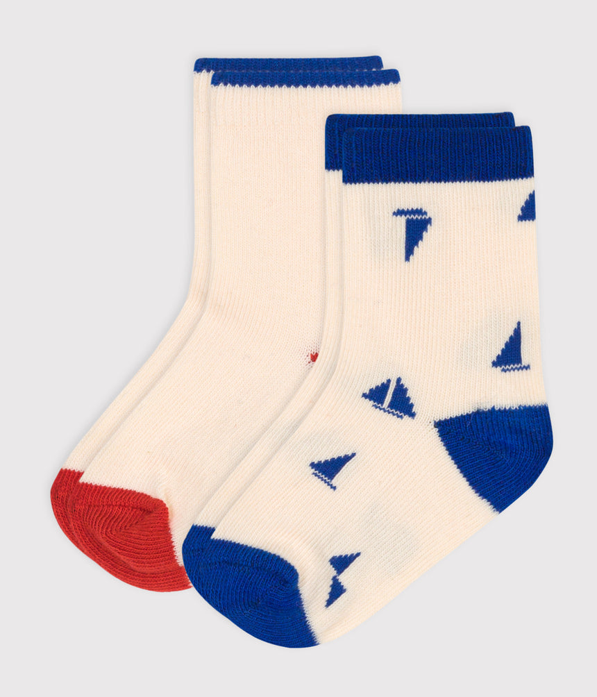 PARIS OF BABIES BOAT-PRINT COTTON SOCKS-2- PACK