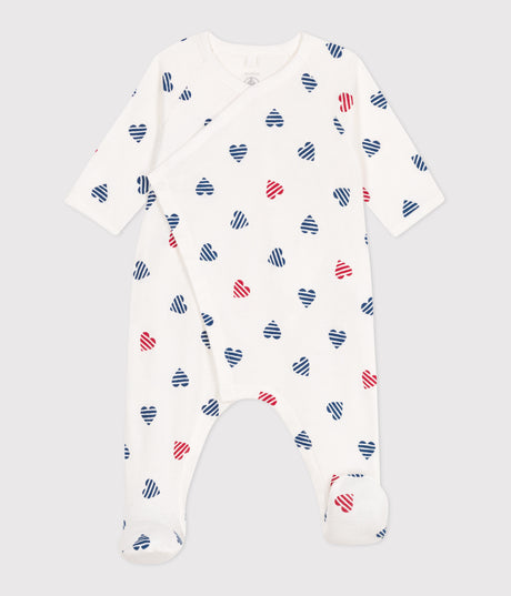 BABIES STRIPY HEART-PATTERNED COTTON PYJAMAS