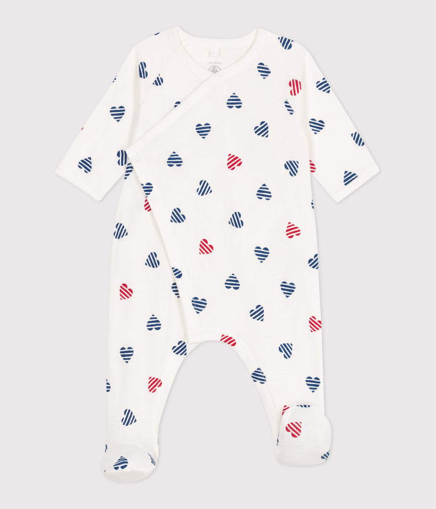 BABIES STRIPY HEART-PATTERNED COTTON PYJAMAS