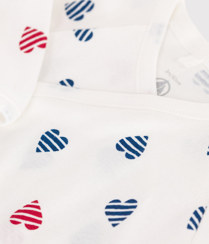 BABIES STRIPY HEART-PATTERNED COTTON PYJAMAS
