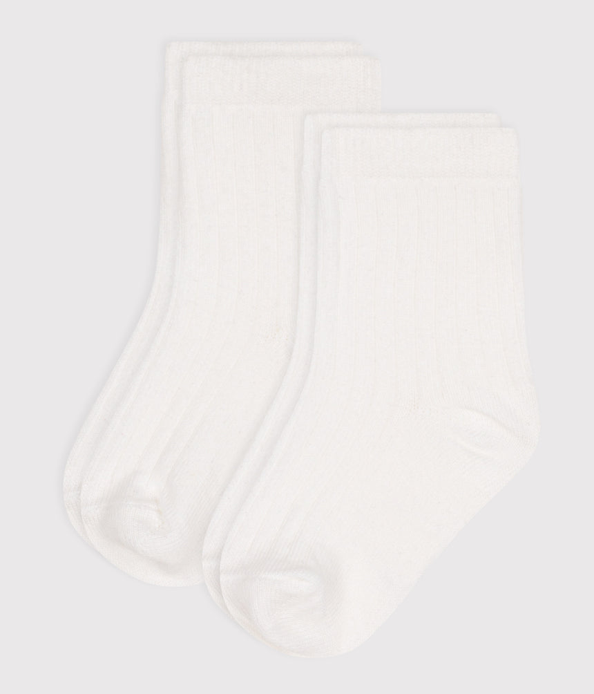 2 PAIRS OF BABIES' PLAIN COTTON SOCKS