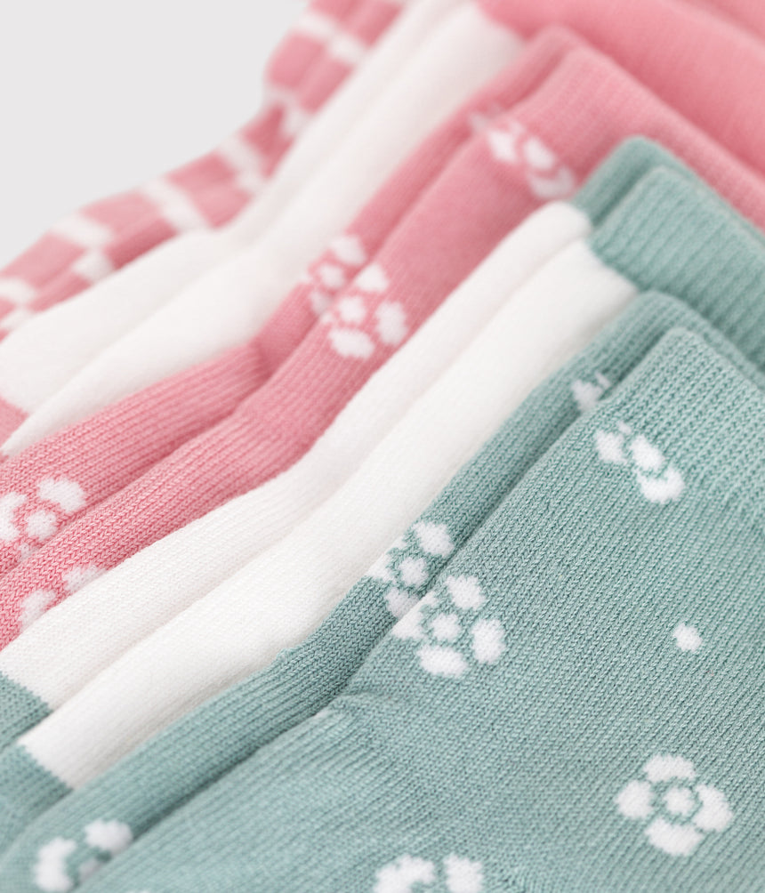 PAIRS OF BABY GIRLS' FLOWER-PATTERNED COTTON SOCKS - 5-PACK