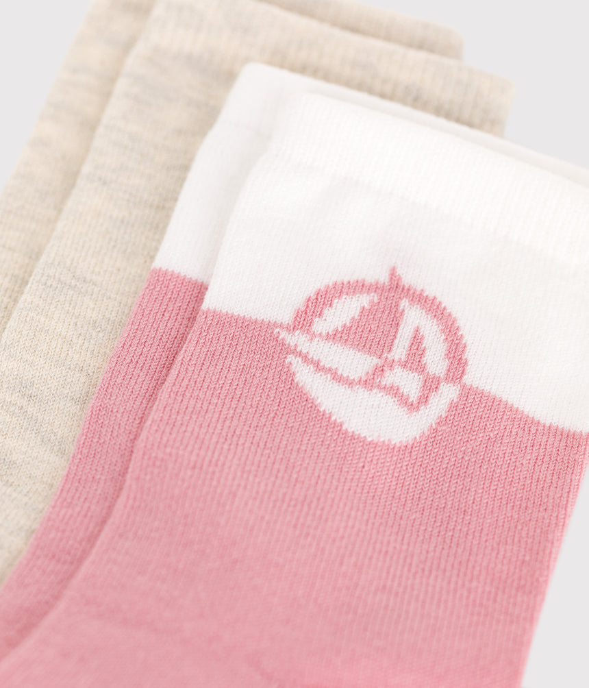 PAIRS OF GIRLS' LOGO COTTON SOCKS - 2-PACK