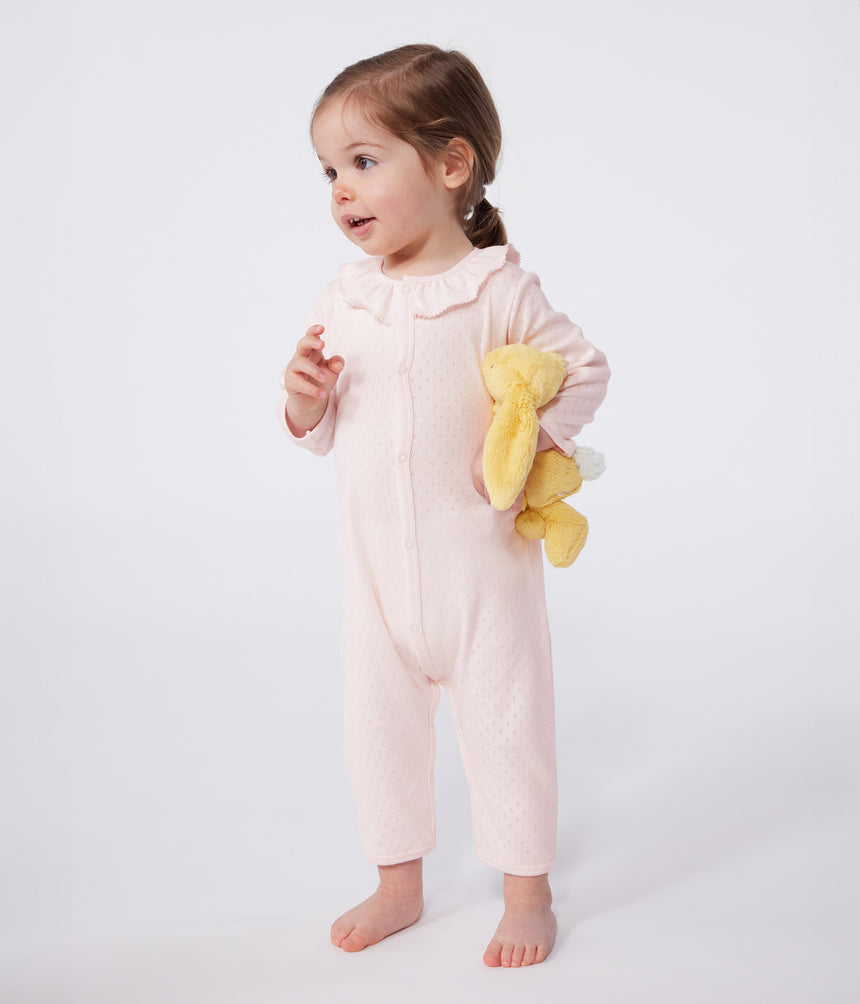 BABIES FOOTLESS COTTON PYJAMAS WITH A PETER PEN COLLAR