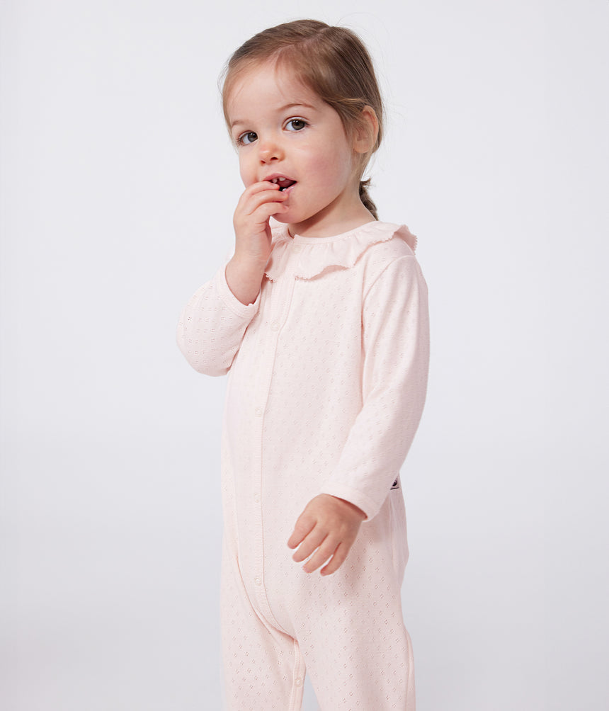 BABIES FOOTLESS COTTON PYJAMAS WITH A PETER PEN COLLAR