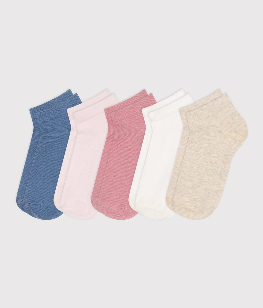 CHILDREN'S PLAIN COTTON SOCKS - 5-PACK
