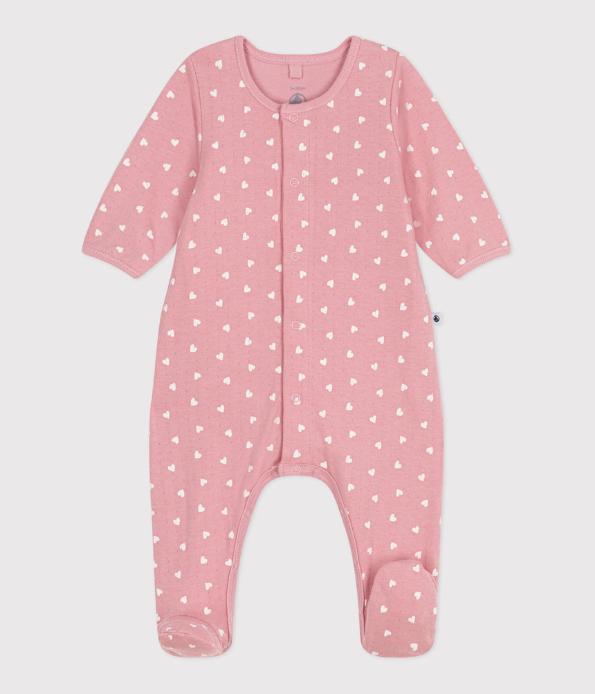 BABIES' BODYJAMA IN SMALL HEART PRINT TUBE KNIT