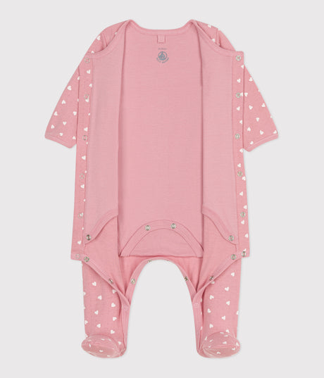 BABIES' BODYJAMA IN SMALL HEART PRINT TUBE KNIT