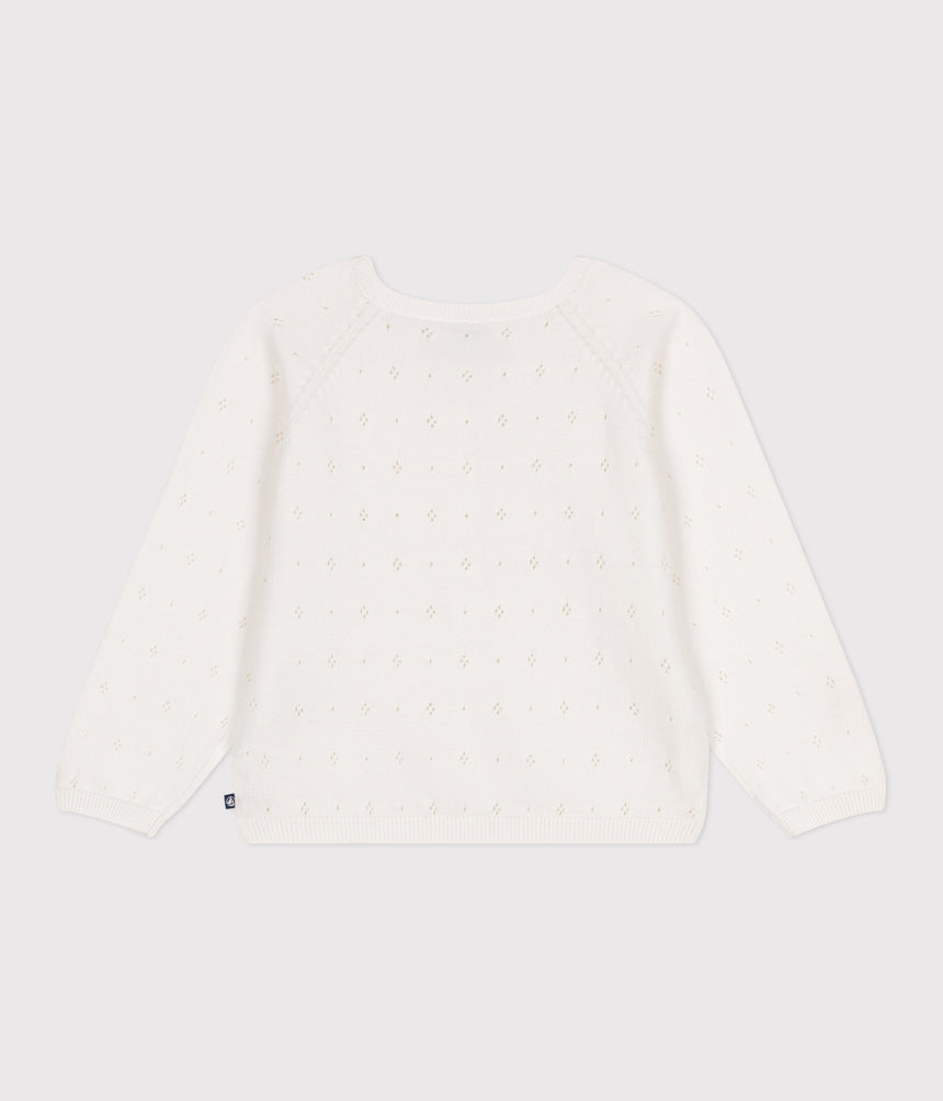 CHILDREN'S COTTON CARDIGAN WITH A DECORATIVE STITCH PATTERN