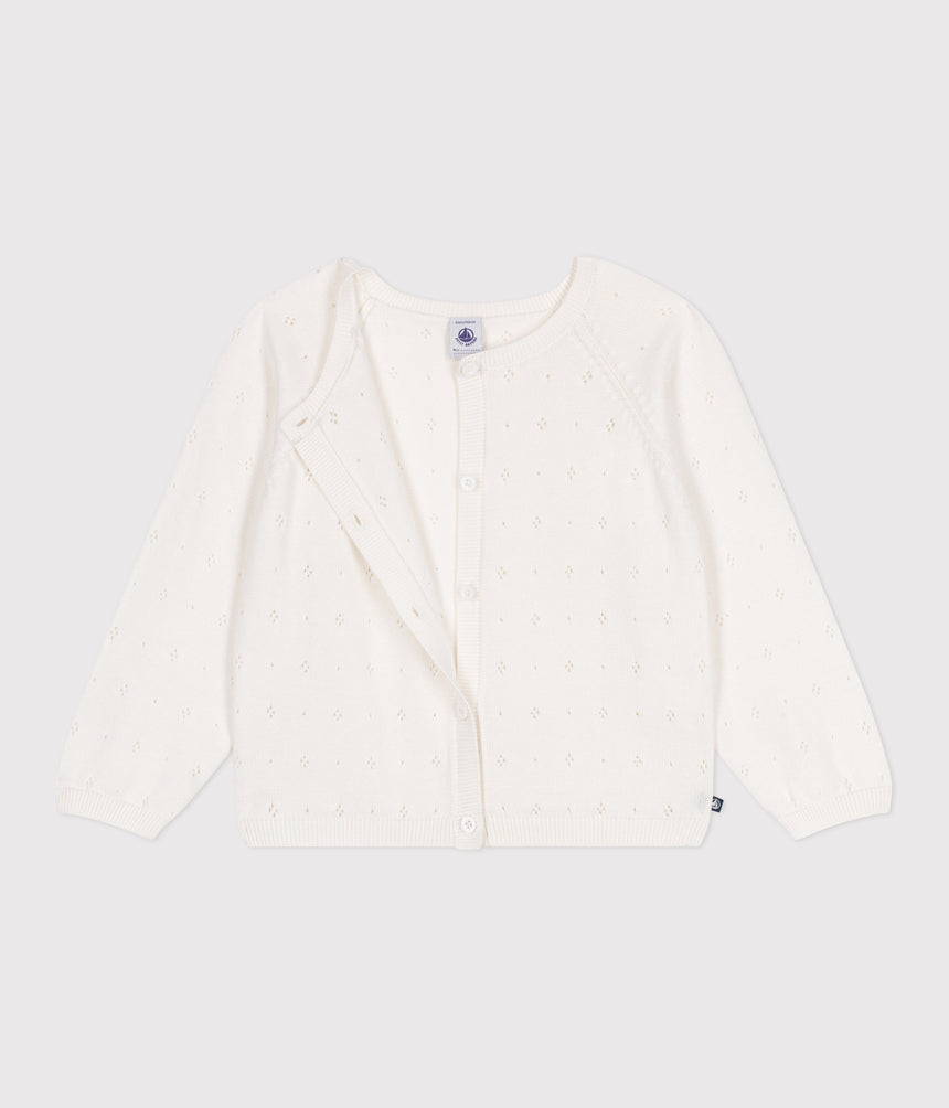 CHILDREN'S COTTON CARDIGAN WITH A DECORATIVE STITCH PATTERN