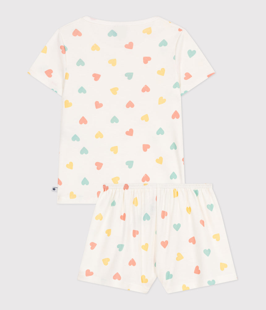 CHILDREN'S SHORT HEART PRINT COTTON PYJAMAS