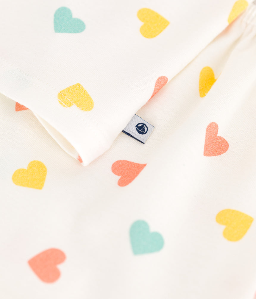 CHILDREN'S SHORT HEART PRINT COTTON PYJAMAS
