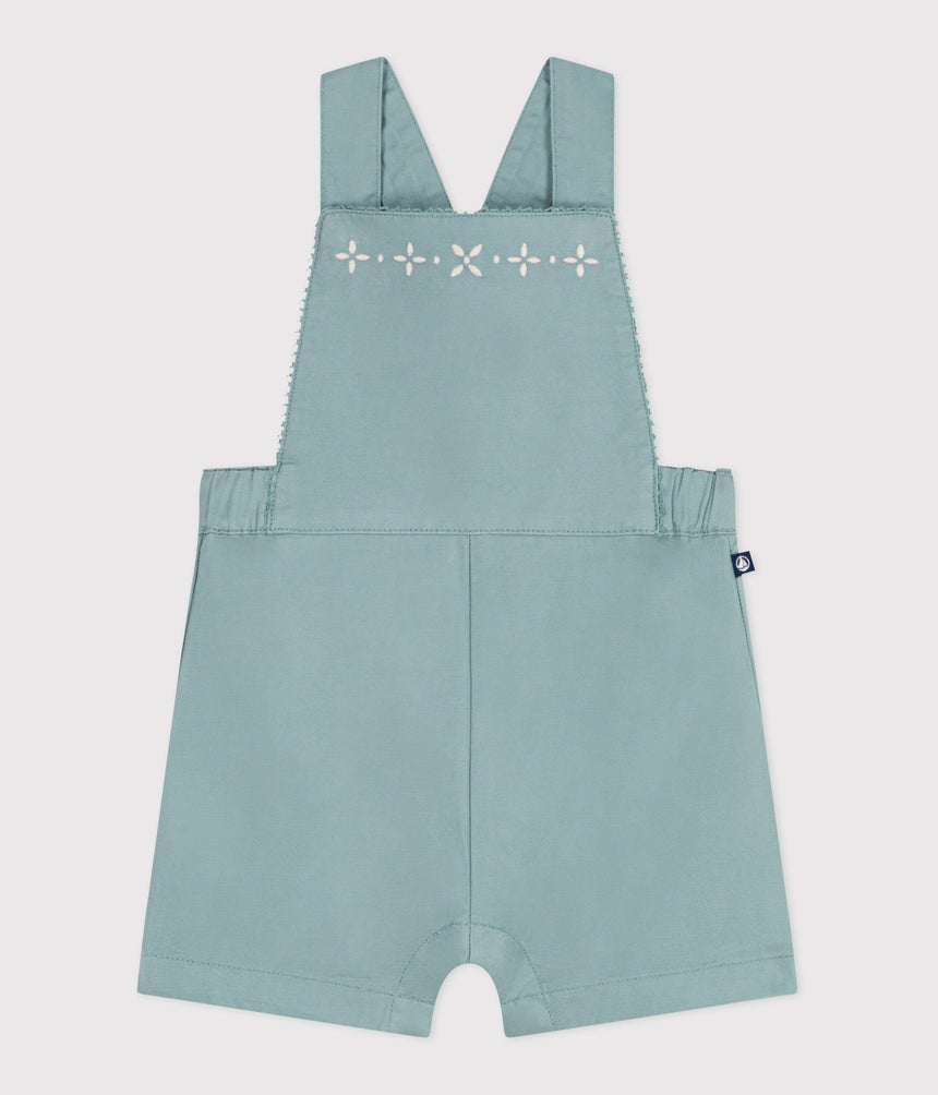 BABIES' SHORT-LEGGED PLAIN COTTON DUNGAREES