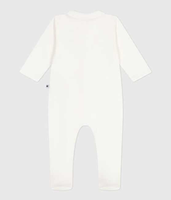 BABIES TUBE-KNIT PYJAMAS WITH A PLAIN COLLAR