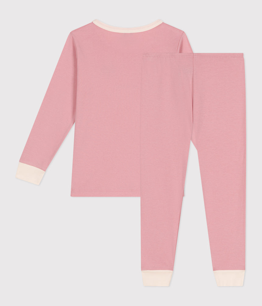 CHILDRENS LONG-SLEEVED PLAIN COTTON PYJAMAS