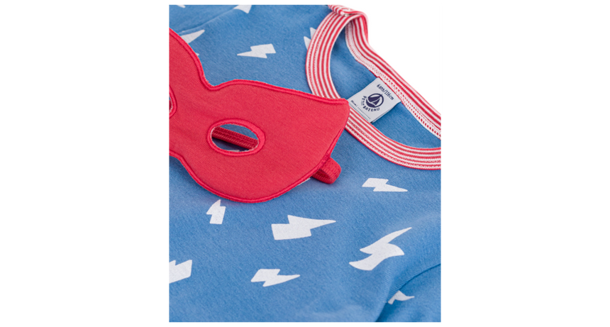 CHILDREN'S SHORT FANCY DRESS PYJAMAS IN-GLOW-IN-THE-DARK COTTON WITH CAPE