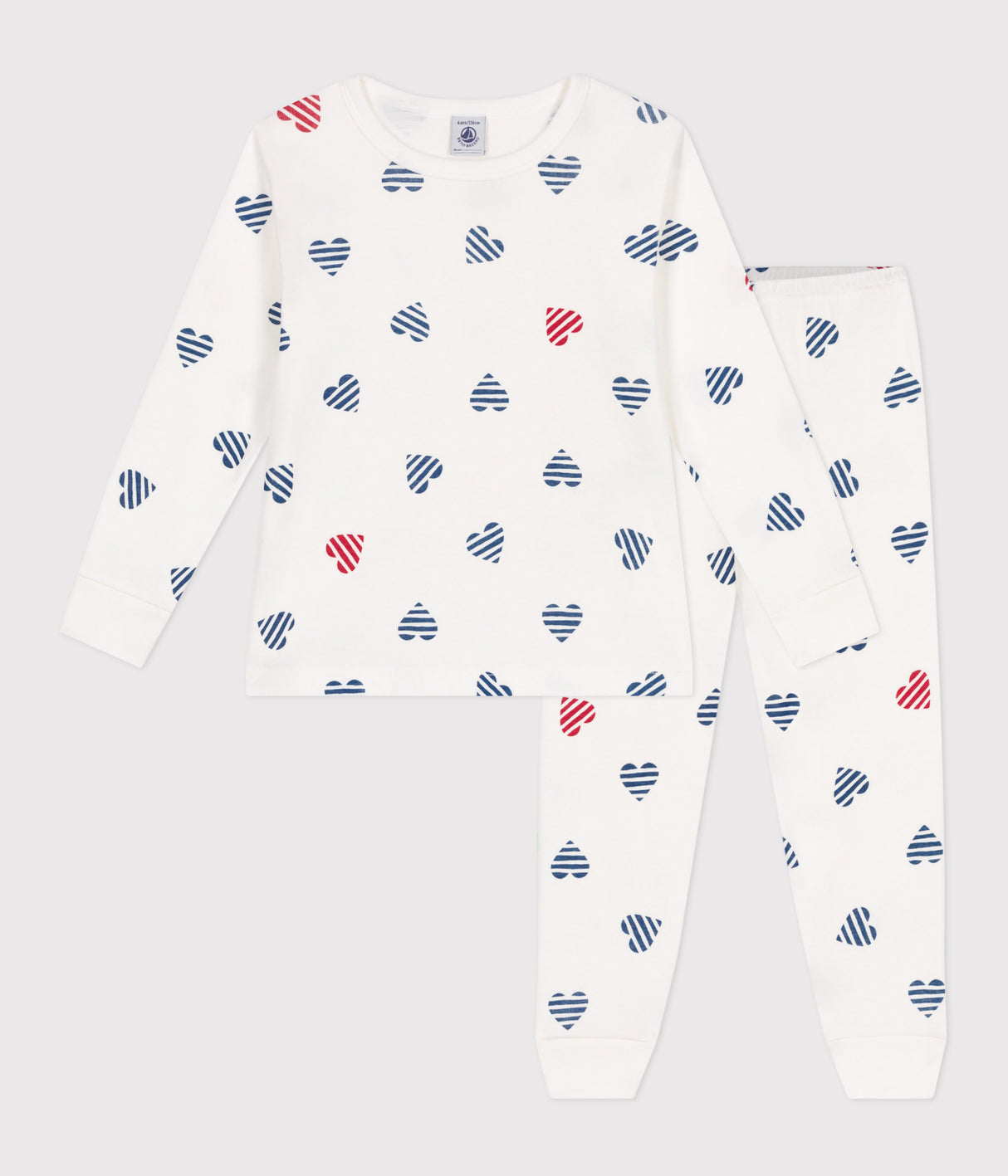 CHILDREN'S LONG-SLEEVED HEART PRINT COTTON PYJAMAS