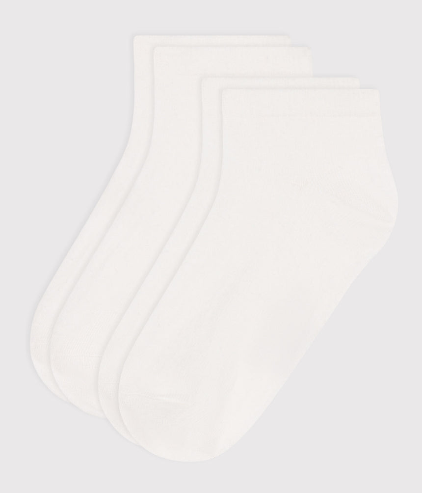 2 PAIRS OF PLAIN WHITE COTTON CHILDREN'S SOCKS