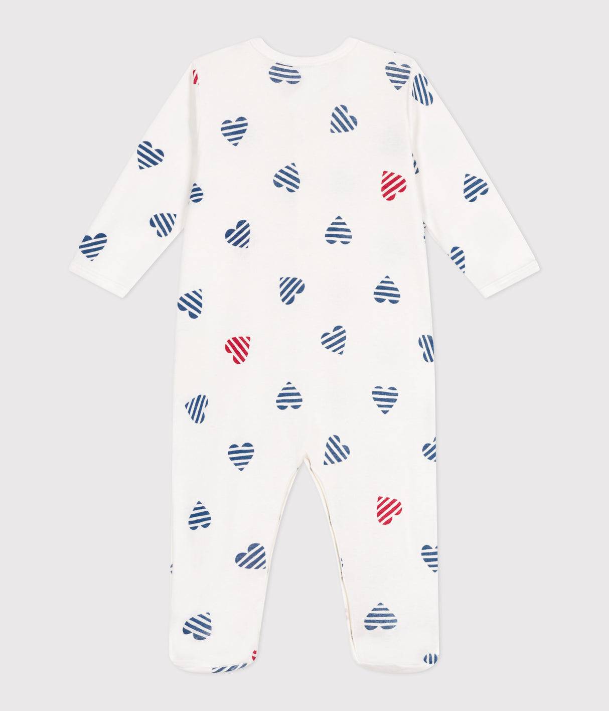BABIES' STRIPY HEART-PATTERNED COTTON PYJAMAS