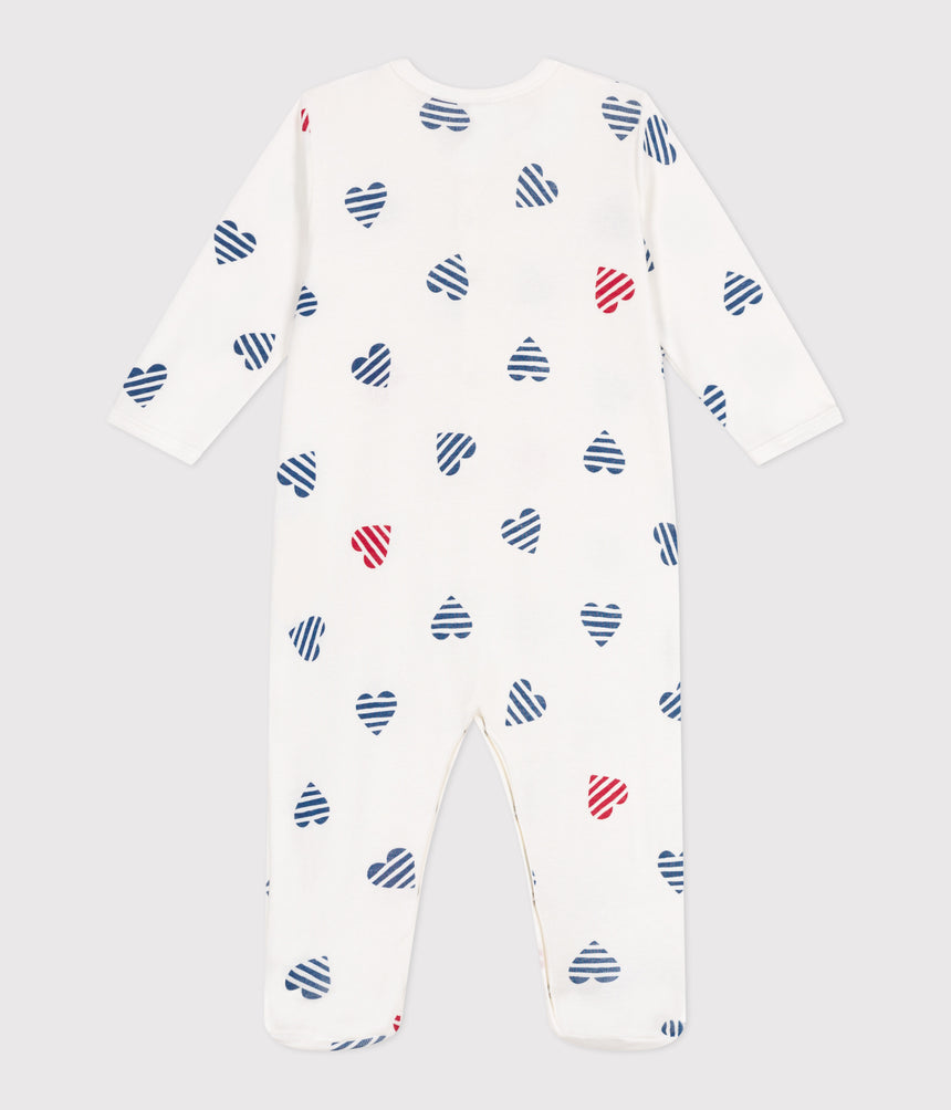 BABIES' STRIPY HEART-PATTERNED COTTON PYJAMAS