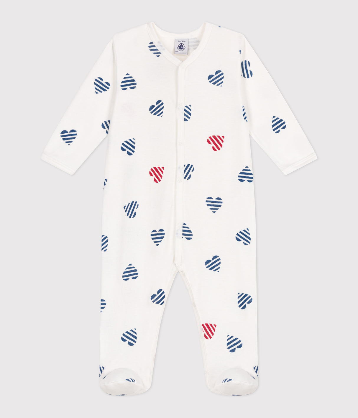BABIES' STRIPY HEART-PATTERNED COTTON PYJAMAS