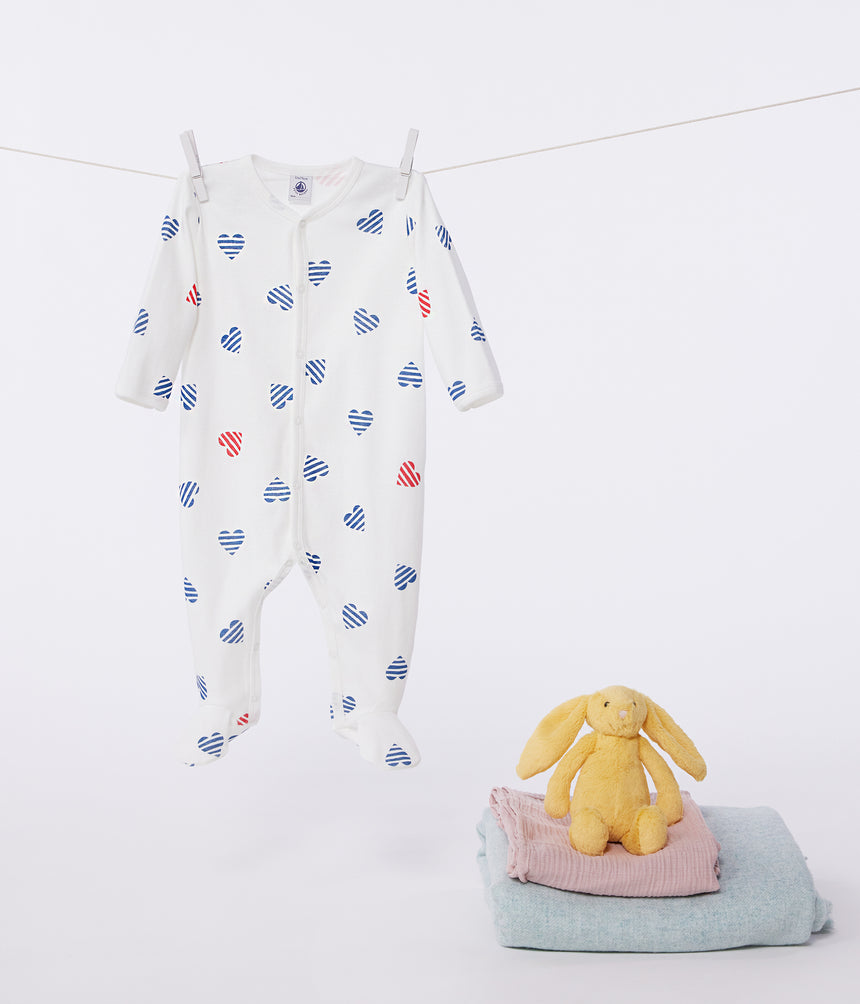 BABIES STRIPY HEART-PATTERNED COTTON PYJAMAS