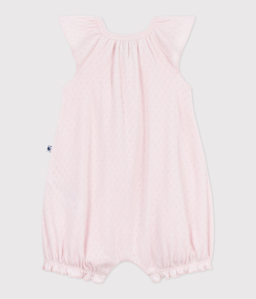 BABIES' SHORT PLAIN COTTON JUMPSUIT