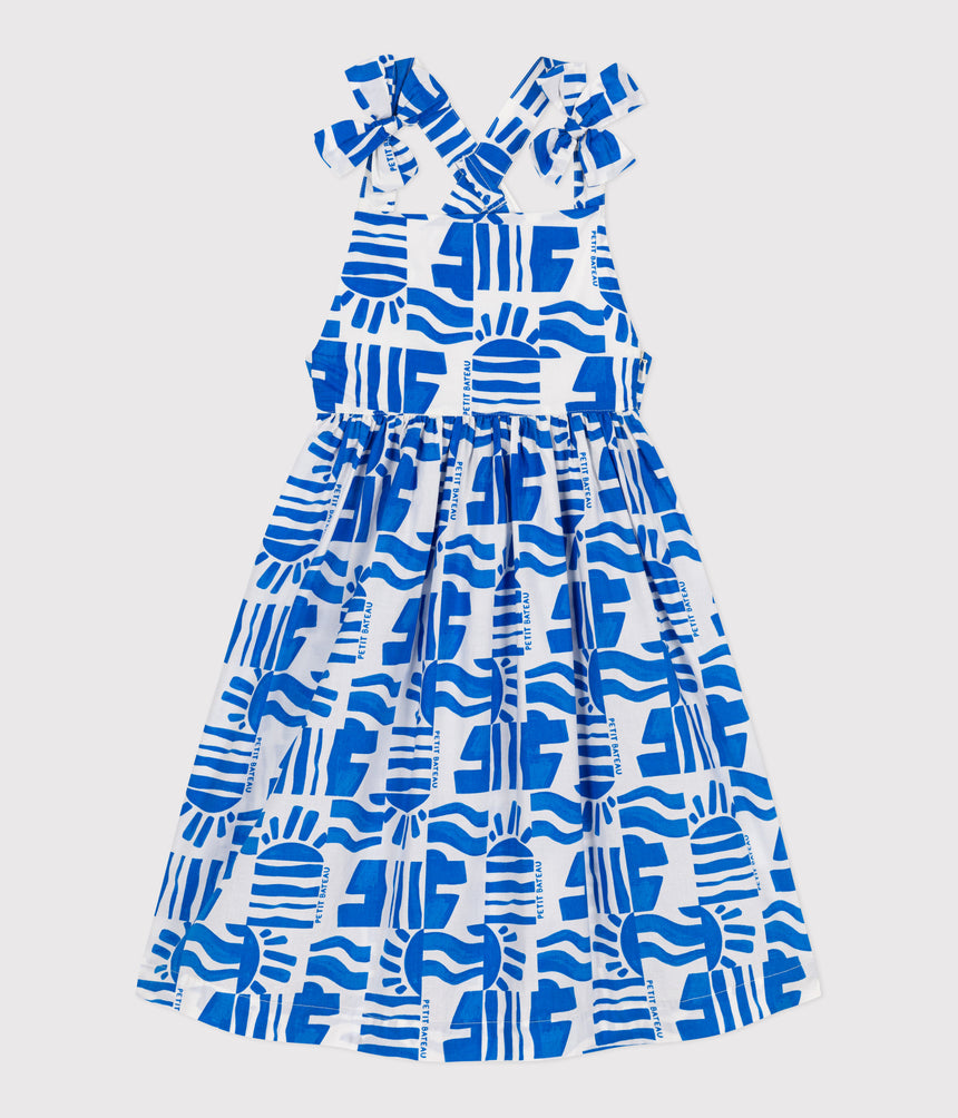 CHILDREN'S LONG STRAPPY DRESS IN PRINTED COTTON