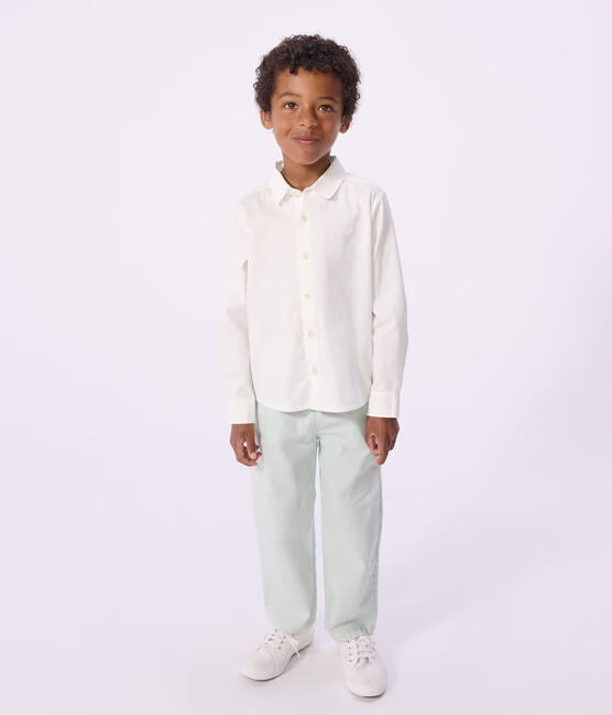 CHILDREN'S LONG-SLEEVED PLAIN COTTON SHIRT