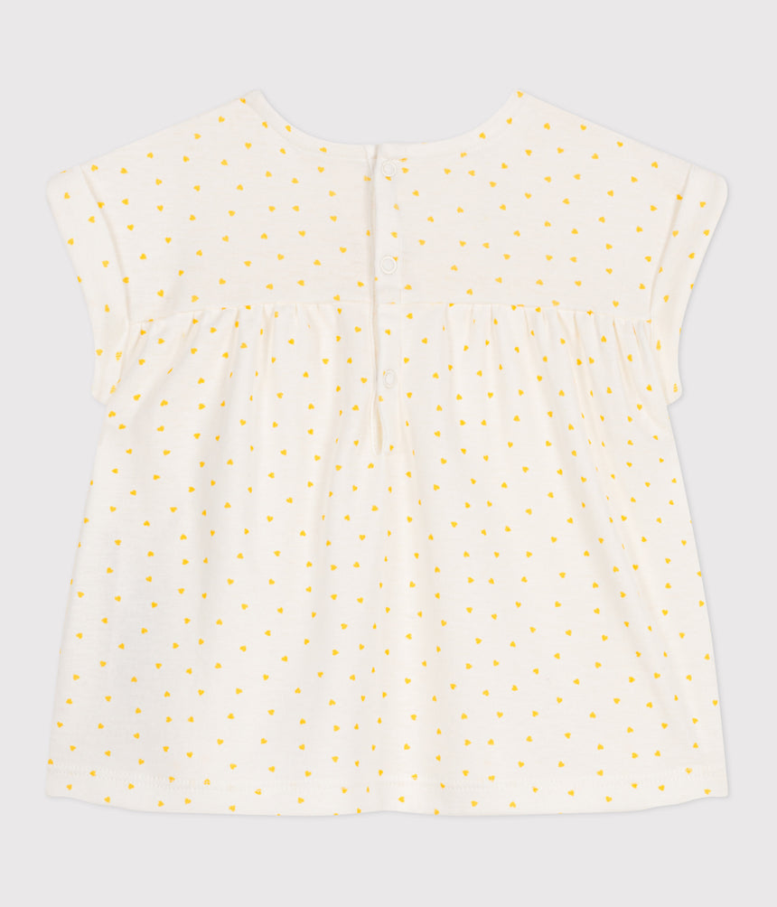 BABIES' SHORT-SLEEVED BLOUSE IN COTTON WITH A MINI HEART PRINT