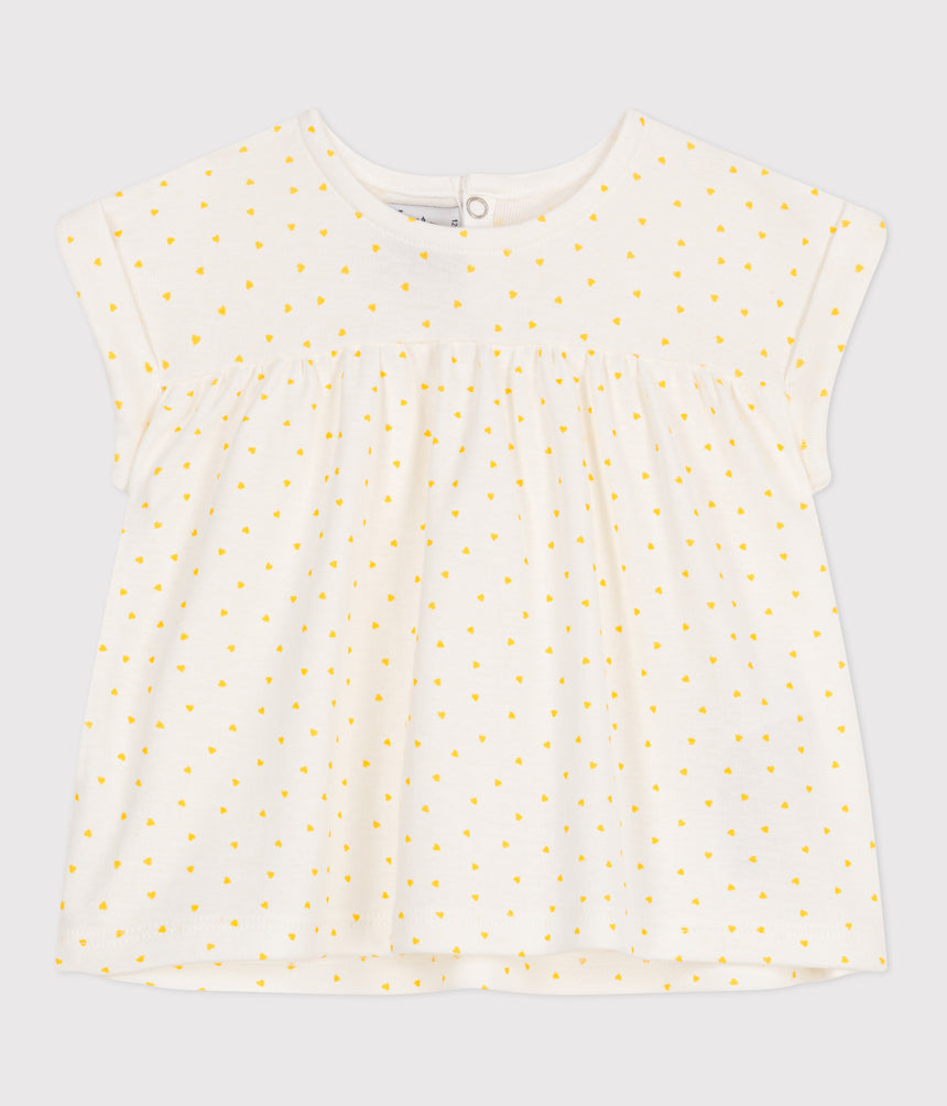 BABIES' SHORT-SLEEVED BLOUSE IN COTTON WITH A MINI HEART PRINT